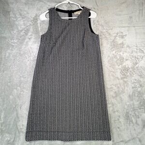 LOFT Black White Chevron Print Sleeveless Shift Dress Size S